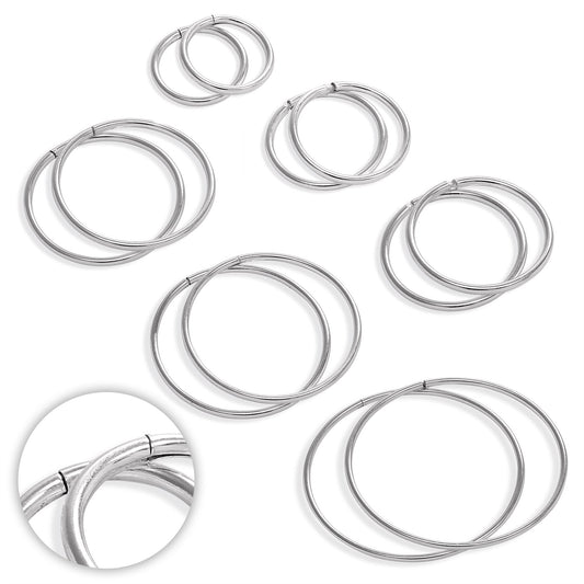 Sterling Silver Lightweight Sleeper Hoop Earrings 8mm - 22mm