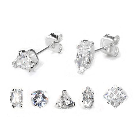 Sterling Silver Clear CZ Stud Earrings