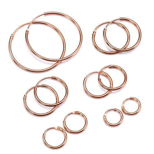 Rose Gold Plated Sterling Silver Lightweight Sleeper Hoops 8mm - 35mm