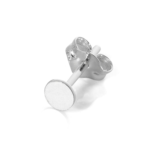 Single Sterling Silver 4mm Flat Round Disc Stud Earring