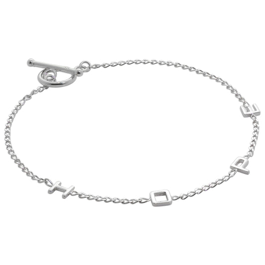 Sterling Silver HOPE 7 Inch Bracelet