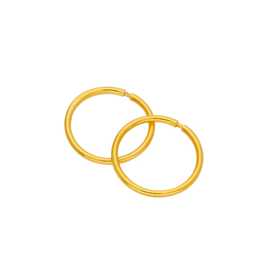 Gold Plated Sterling Silver Lightweight Sleeper 10mm Hoop Earrings