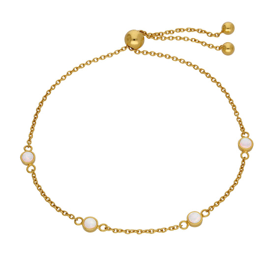Gold Plated Sterling Silver Multi CZ Opal Adjustable Bracelet