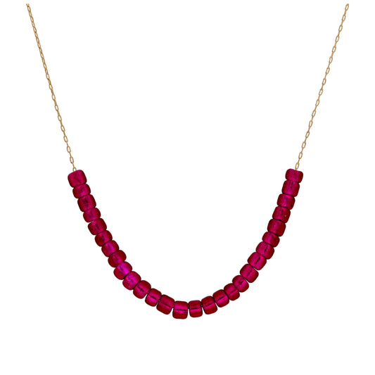 9ct Gold July Birthstone Ruby CZ Necklace