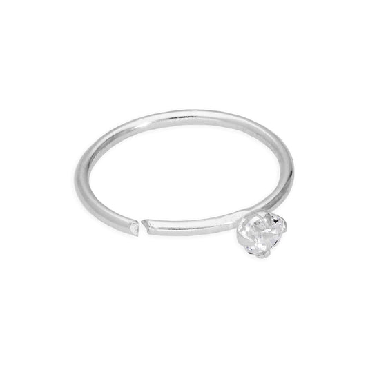 Sterling Silver 4 Claw Set Jewelled 20Ga Nose and Ear Tragus Ring