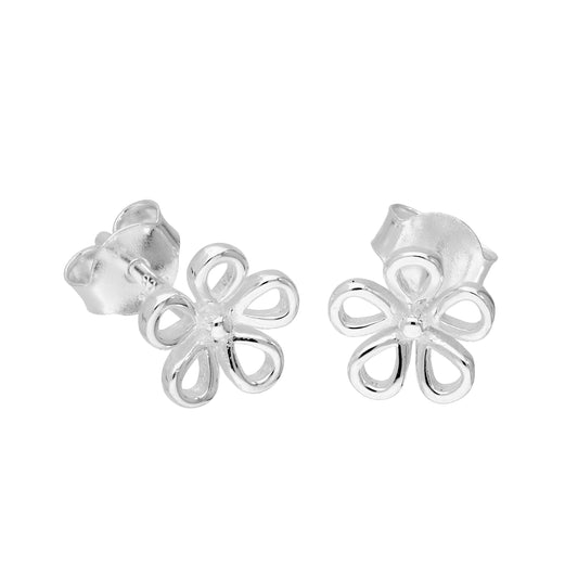 Sterling Silver Cut Out Flower Stud Earrings