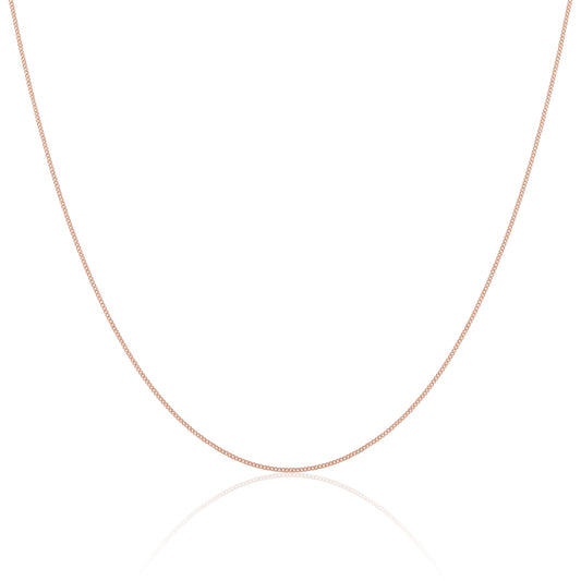 Rose Gold Plated Sterling Silver Fine Diamond Cut Curb Chain 14 - 32 Inches