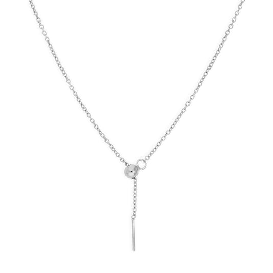 Sterling Silver Adjustable Choker to 20 Inch Belcher Chain Necklace w Bead Slider Clasp