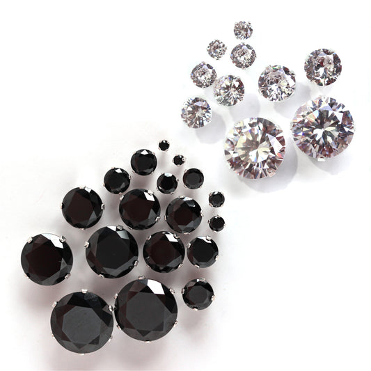 Sterling Silver Round CZ Stud Earrings