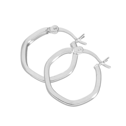 Sterling Silver Hexagonal Hoop Earrings