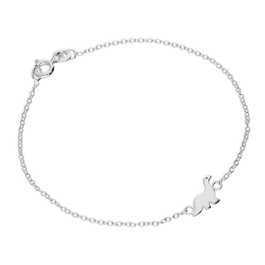 Sterling Silver Belcher Bracelet with Dinosaur Charm