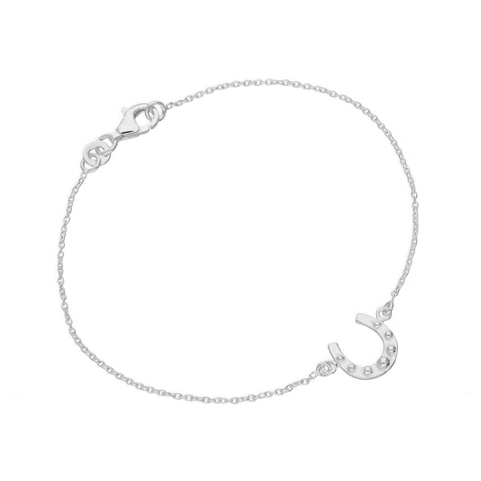 Sterling Silver Lucky Horseshoe 7 Inch Bracelet