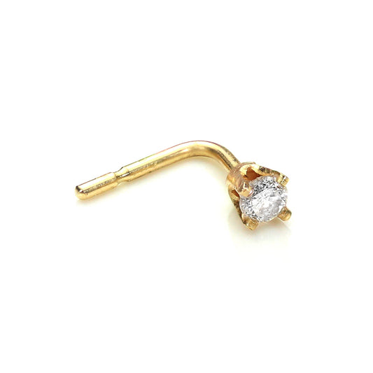 9ct Yellow Gold Diamond L-Shaped Nose Stud